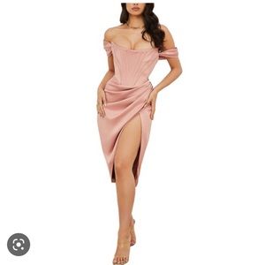 Corset dress, baby pink, satin, size small